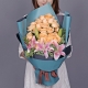溫暖時光-29枝香檳玫瑰+3枝粉百合，搭配葉上花