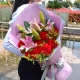 溫暖母愛(ài)-19枝紅色康乃馨，2枝多頭粉百合，搭配黃鶯