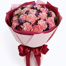 祝您幸福-19枝粉色康乃馨，搭配石竹梅母親節(jié)鮮花