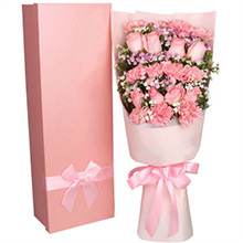 好運相伴-11朵粉康乃馨、8朵粉玫瑰送老師送長輩鮮花