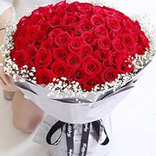 地老天荒-99枝精品紅玫瑰，搭配滿天星