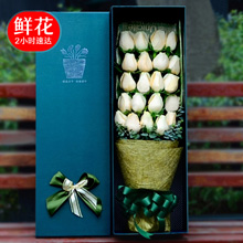 女神最愛-19朵香檳玫瑰，搭配尤加利送女神花盒