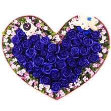 想你愛你-33朵藍色妖姬，一對小熊，搭配相思梅、綠葉