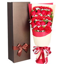 健康心情-11枝紅玫瑰+8枝紅玫瑰 搭配相思梅黃鶯送長輩鮮花