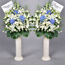 前程似錦-10枝百合+大繡球+白玫瑰精品婚慶花籃