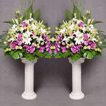 旭日彩霞-9枝香水百合+蝴蝶蘭婚慶高檔花籃