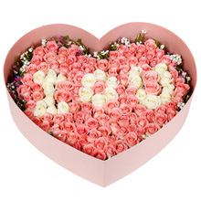 深深愛著你-99枝混搭玫瑰心形愛情花盒