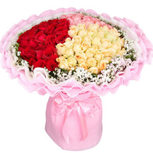 三生三世-粉玫瑰、紅玫瑰、香檳玫瑰共99朵，搭配相思梅