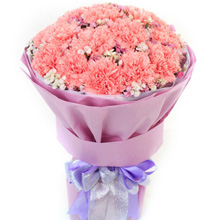 母愛永恒-19朵粉色康乃馨、搭配相思梅創意花束送媽媽鮮花