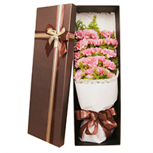 溫暖牽掛-19朵粉色康乃馨，搭配黃鶯送父母老師長輩花盒