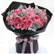 粉紅戀人-29枝蘇醒玫瑰，搭配高山積雪