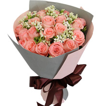 時刻想著你-21枝粉玫瑰，搭配相思梅創意花束