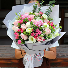 悠悠思念-11朵粉佳人送戀人韓式花束