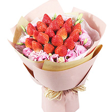 柔情蜜蜜-19顆草莓、搭配洋桔梗