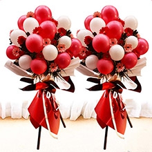 喜慶吉祥-16個馬卡龍氣球，18朵扶郎花，間插散尾葵葉