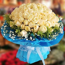 偏偏喜歡你-99枝香檳玫瑰，外圍黃鶯、滿天星