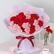 愛您媽媽-29枝混搭康乃馨，紅康15枝、粉康14枝