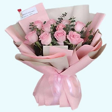 浪漫有你-11朵精品粉玫瑰，搭配尤加利