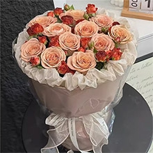 不期而遇-11枝卡布奇諾玫瑰，搭配巧克力泡泡