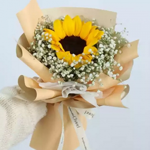 一米陽光-1朵向日葵，搭配白色滿天星