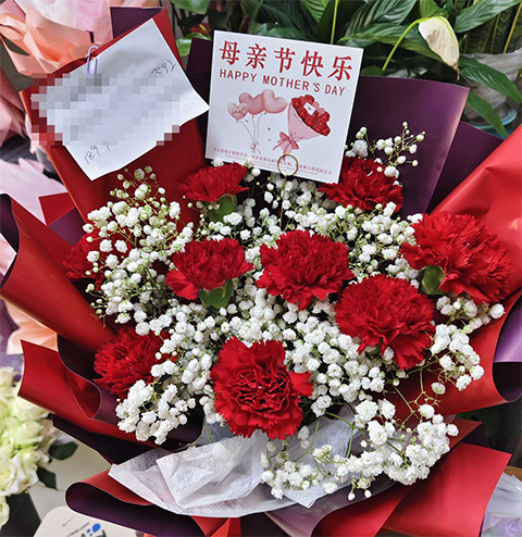 岳陽華容縣花店送80歲媽媽康乃馨花束